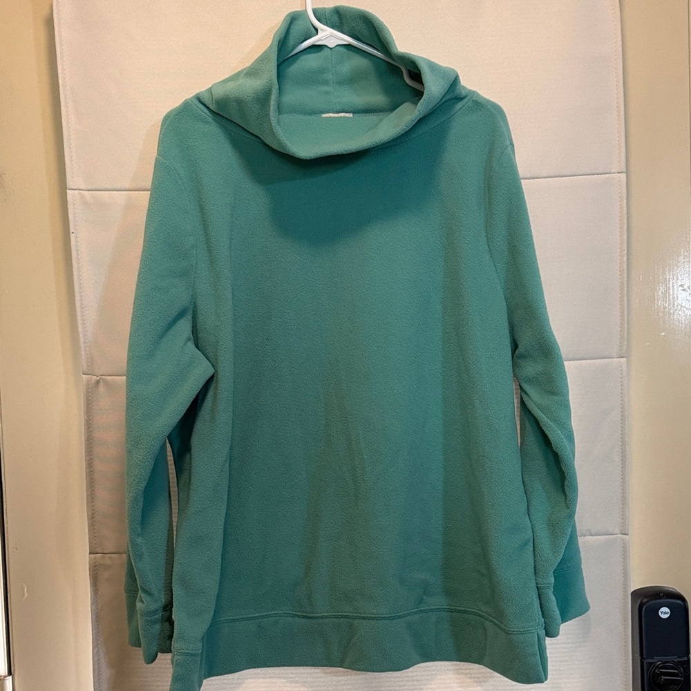 Talbots Fleece Turtleneck Neck Pullover Turquoise Plus Size 2X Cozy Winter Top
